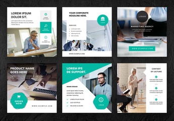 Business Social Media Layouts with Teal Accent