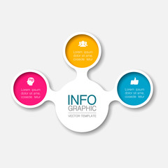 Vector infographic template, circle with 3 steps or options. Data presentation, business concept design for web, brochure, diagram.