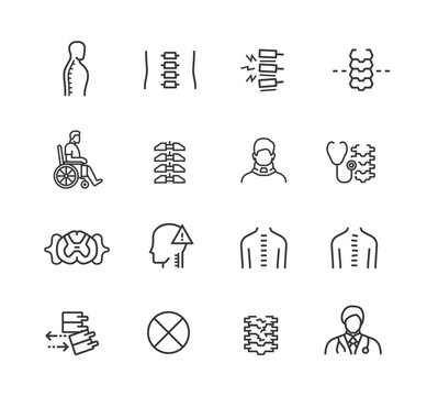 Spinal Cord Injury Rehabilitation Icon Set