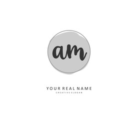 A M AM Initial letter handwriting and signature logo. A concept handwriting initial logo with template element.