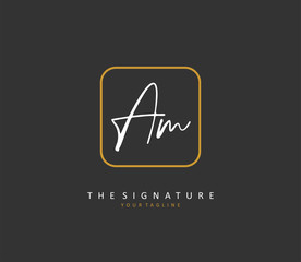 A M AM Initial letter handwriting and signature logo. A concept handwriting initial logo with template element.