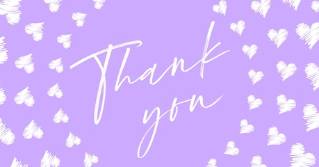 Thank You Card. Hand Written Lettering for Title, Heading, Photo Overlay, Wedding Invitation, Thank You Message. Heart shaped frame with thank you words, elegant thank you card
