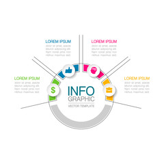 Vector infographic template, circle with 4 steps or options. Data presentation, business concept design for web, brochure, diagram.
