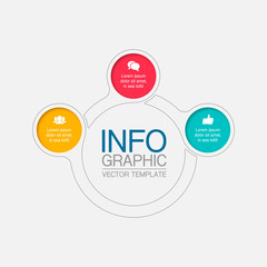 Vector infographic template, circle with 3 steps or options. Data presentation, business concept design for web, brochure, diagram.