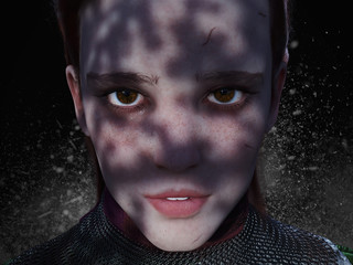 portrait of a young woman 3d render