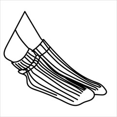 Autumn Cozy mood concept. hygge. line art female legs in cozy warm socks. Symbolizes warmth, comfort and safety. For your creative design. Modern hand drawn vector illustration isolated on white