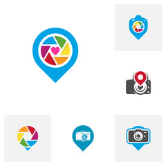 Set of Point Camera logo design vector template, Camera Photography logo concepts