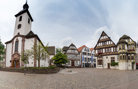 the town square in the center of the old city of Hoexter on the Weser