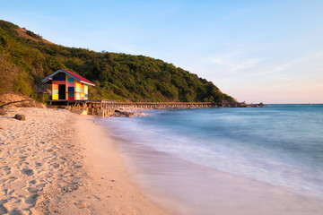 colorful house on the beach at Koh Lan island, Pattaya, Thailand - 373213778