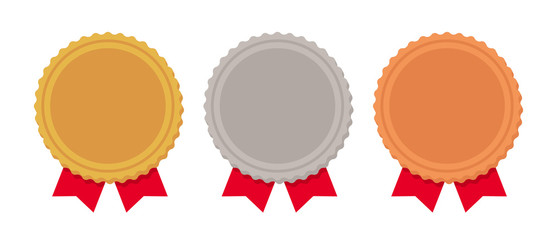 set of gold, silver, bronze medals 1st place 2nd place 3rd place