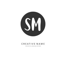 Obraz premium S M SM Initial letter handwriting and signature logo. A concept handwriting initial logo with template element.