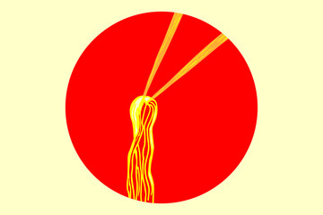 EPS 10 vector. Noodles and chopsticks icon. Good stamp or emblem for package or another project.