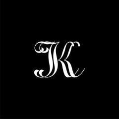 Linked Letter KK Logo isolated on dark background