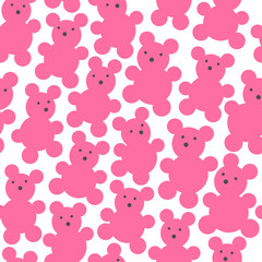 Obraz premium Teddy bears seamless pattern. Repetitive pattern of pink teddy bears illustrations on transparent background.