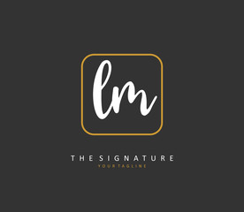 L M LM Initial letter handwriting and signature logo. A concept handwriting initial logo with template element.