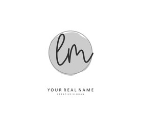 L M LM Initial letter handwriting and signature logo. A concept handwriting initial logo with template element.