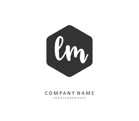L M LM Initial letter handwriting and signature logo. A concept handwriting initial logo with template element.