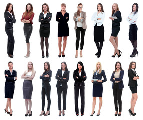 Obraz premium in full growth.collage of a group of successful young business women.