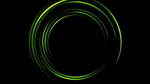 Bright green neon circles abstract background