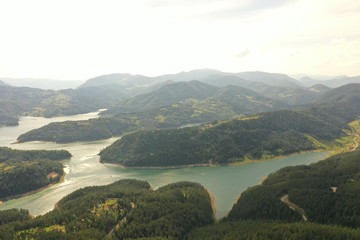 Zaovine lake view from Tara mountain in Serbia