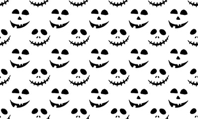 Halloween vector illustration. Seamless pattern with hand drawn scary faces. Spooky character for banner, poster, invitation or festive decoration