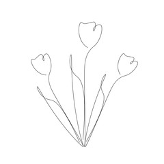 Flower on white background silhouette. Vector illustration