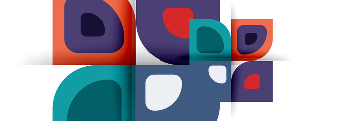 Set of vector modern geometric abstract backgrounds with repeating abstract round shapes patterns and shadow effects