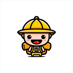 cute backpacker character vector design