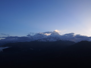 A hill station "Poon Hill" overlooking the Annapurna Massif range and Dhaulagiri mountain range, ABC (Annapurna Base Camp) Trek, Annapurna, Nepal