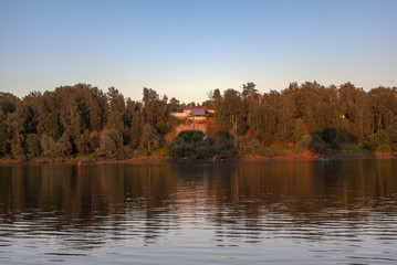 Boat station on the high Bank of the river