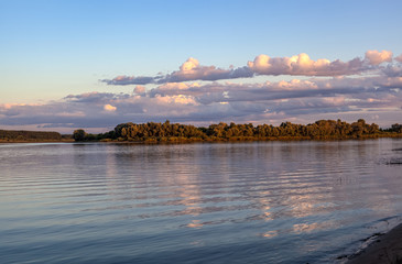 Beautiful sunset evening on the big river