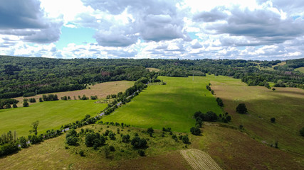 Fototapeta na wymiar air view of the german village seifhennersdorf