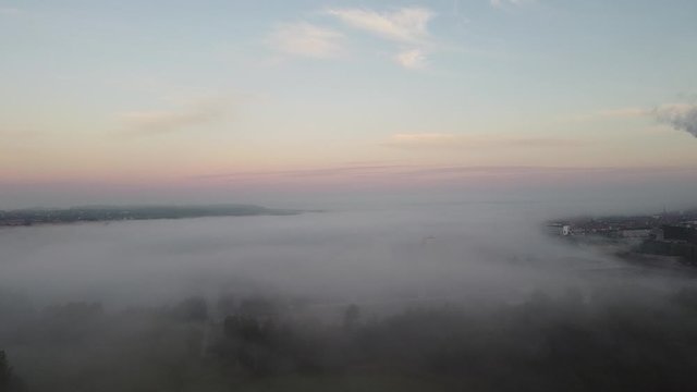 Foggy Morning Over Randers in Denmark