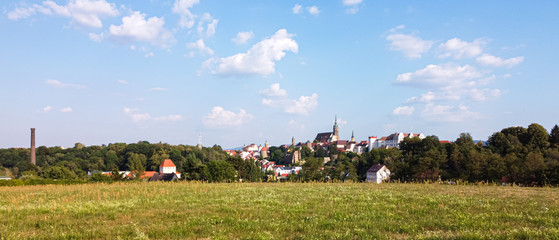 Obraz premium Panorama of Bautzen town in Saxony, Germany aerial