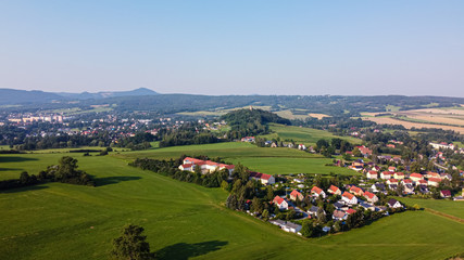 Fototapeta na wymiar air view of the german village seifhennersdorf