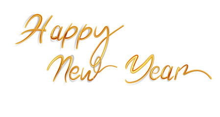  Golden metallic text new year for banner design. Vector illustration.