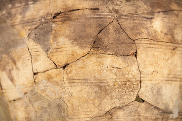 Texture of a severely cracked clay pot