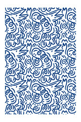 Seamless pattern drawn by a line of doodles forming abstract faces.