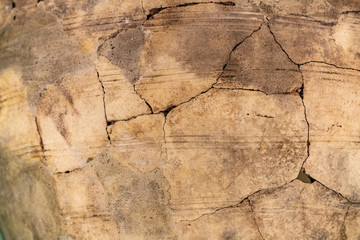 Texture of a severely cracked clay pot