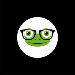 Hipster animal frog icon isolated on dark background