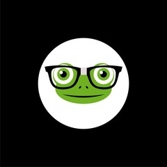 Hipster animal frog icon isolated on dark background
