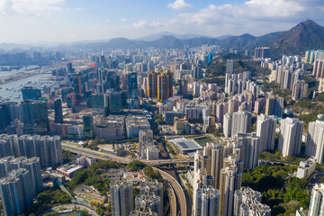 Obraz premium Top view of Hong Kong city