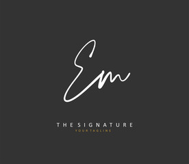 E M EM Initial letter handwriting and signature logo. A concept handwriting initial logo with template element.