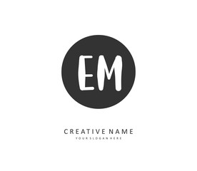 E M EM Initial letter handwriting and signature logo. A concept handwriting initial logo with template element.