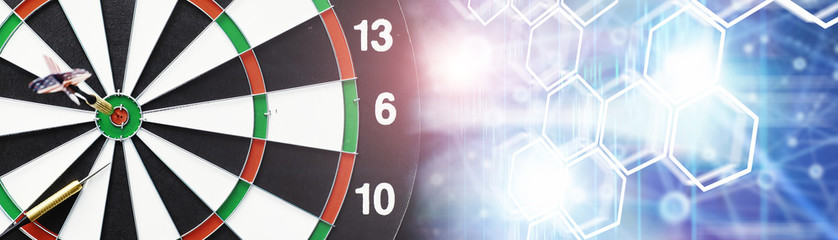 Darts. The dart for playing in the game board is stuck. Hit the sector in darts. The concept of a...