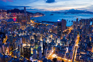  Top down view of Hong Kong city at night