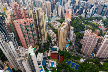 Fototapeta na wymiar Top view of Hong Kong city
