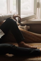 woman relaxing on sofa