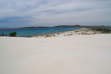 Veduta delle dune e della spiaggia di Arenas Biancas