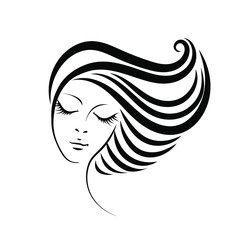 Woman with elegant hairstyle and makeup.Hair salon and beauty studio illustration.Cosmetics and spa logo.Young lady face.Front view.